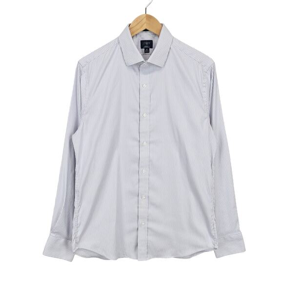 J.Crew Slim Bowery Performance Stretch Dress Shirt Bengal Stripe Blue Medium - Picture 2 of 9